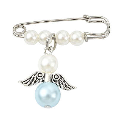Broche épingle de sûreté en fer, broches en alliage avec perles en plastique ABS, ange