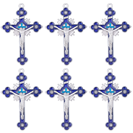 10шт. сплав эмали большие подвески, Крест с Иисусом, для религии