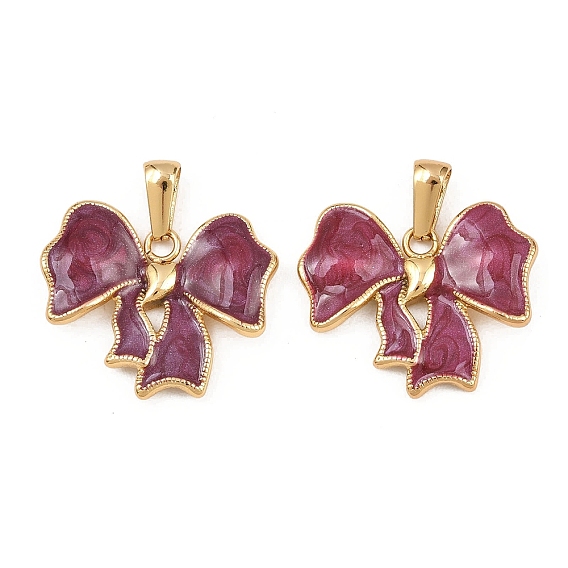 304 нержавеющей стальной эмали подвески, бантом, золотые