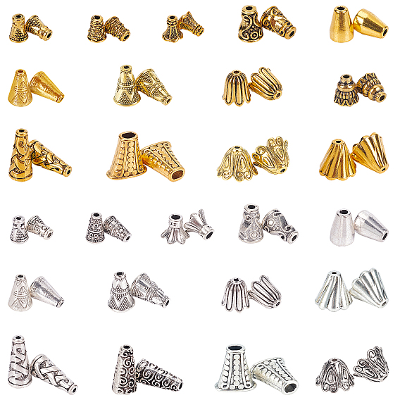 Tibetan Style Alloy Bead Cone, Mixed Shapes