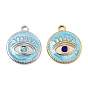 304 acier inoxydable émail pendentifs, charmes d'oeil mauvais, avec strass, réel 18 k plaqué or