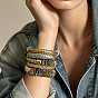 Alloy Disc Beaded Bangle Sets for Women, Stackable Bangles