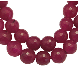 Бусины из дрогоценного камня, натурального белого нефрита, граненые, круглые, окрашенные, отверстие : 0.8 мм