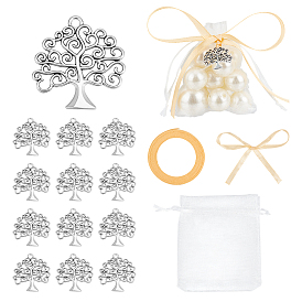 Сумочки из органзы , с подвесками из сплава дерева и полиэфирной лентой