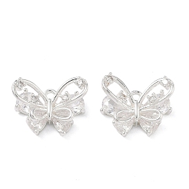 Латунные микропаве прозрачные подвески с фианитом, бабочки прелести