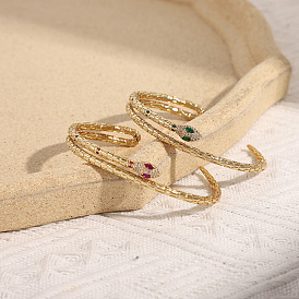 Exaggerated Vintage Snake Bracelet with 18K Gold Plating and Micro Inlaid Zircon Hand Chain