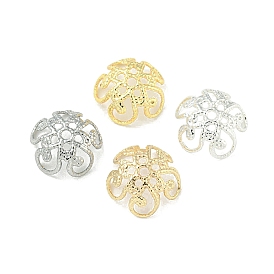 Rack Plating Brass Bead Caps, Long-Lasting Plated, Cadmium Free & Lead Free, Flower