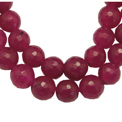 Бусины из дрогоценного камня, натурального белого нефрита, граненые, круглые, окрашенные, отверстие : 0.8 мм