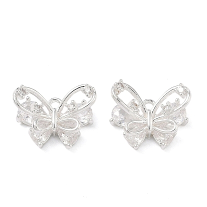 Латунные микропаве прозрачные подвески с фианитом, бабочки прелести