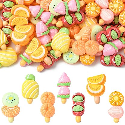 70шт. 7 стили фруктовые непрозрачные смоляные кабошоны, танхулу, разнообразные
