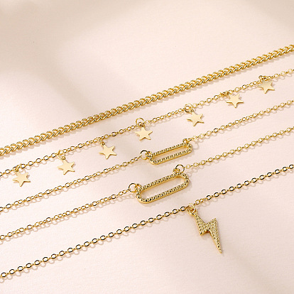  Five-pointed star lightning multi-layer necklace personalized sweater chain