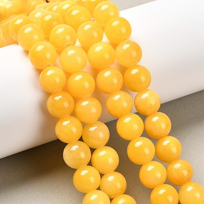 Естественно Mashan нефрита круглые бусины нити, окрашенные, 10 мм, отверстие : 1 мм