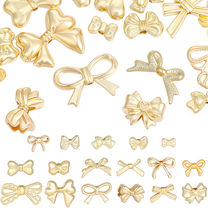 34Pcs 17 Styles Rack Plating Alloy Beads, Bowknot
