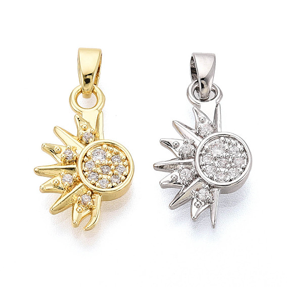Латунные микропаве прозрачные кубические циркониевые подвески, солнечные чары