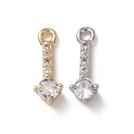 Латунные микропаве прозрачные кубические циркониевые подвески, долговечный, стойки покрытие, палочные амулеты