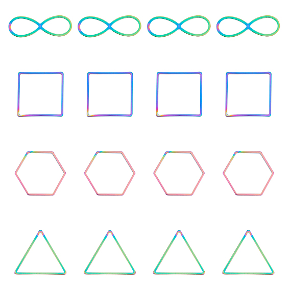 304 Stainless Steel Linking Rings, Laser Cut, Triangle & Infinity & Hexagon & Square
