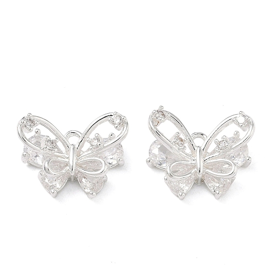 Латунные микропаве прозрачные подвески с фианитом, бабочки прелести