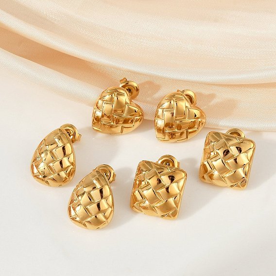 304 серьги-гвоздики из нержавеющей стали, ионное покрытие (ip), реальный 14 k позолоченный