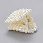 ABS Plastic Imitation Pearl Claw Hair Clips, with Iron Findings, Heart