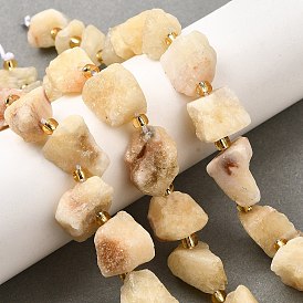 Нити бусин из необработанного натурального желтого нефрита, самородки, с бисером