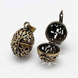 Brass Hollow Cage Pendants, Oval