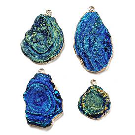 Opaque Resin Pendants, Textured Nuggets Charms with Golden Plated Iron Loops