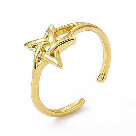 Ion Plating(IP) 304 Stainless Steel Open Cuff Ring for Women, Star