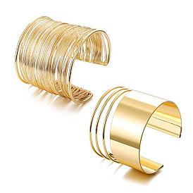 Стильный комплект браслетов-манжет из металлической проволоки и железа с полым кругом