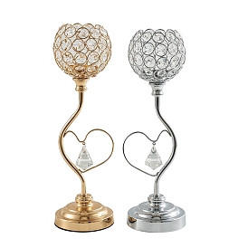 Flower with Heart Iron Candle Holders, with Glass, Tealight Candlestick Holder for Home Decoration