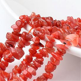 Viruta de hebras de perlas naturales ágata roja al sur, grado a +