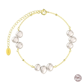 925 bracelets à chaîne forçat en argent sterling, bracelets à maillons de perles de coquillage pour femmes