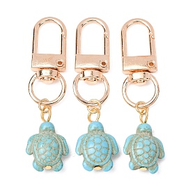 20pcs décorations pendentif tortue de mer synthétique turquoise, fermoirs alliage pivotantes