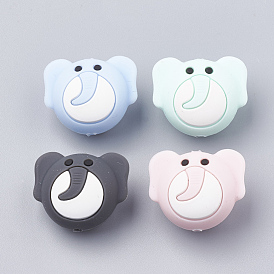Food Grade Eco-Friendly Silicone Focal Beads, Elephant