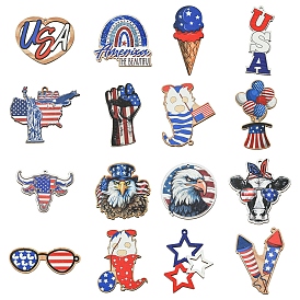 16Pcs 16 Styles Spray Painted Wood Big Pendants
