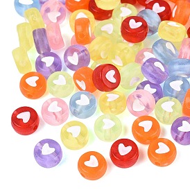 Abalorios de acrílico transparentes, redondo y plano y corazón
