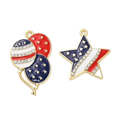 Подвески из сплава с эмалью ко дню независимости, с кристально горный хрусталь, золотые, шаблон флага США