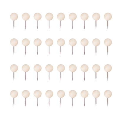 Wooden Map Pins, Drawing Push Pins, Round Head Thumbtack, with Stainless Steel Pin