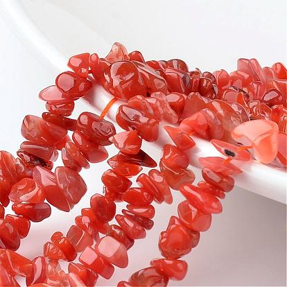 Viruta de hebras de perlas naturales ágata roja al sur, grado a +