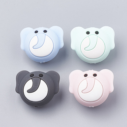 Food Grade Eco-Friendly Silicone Focal Beads, Elephant