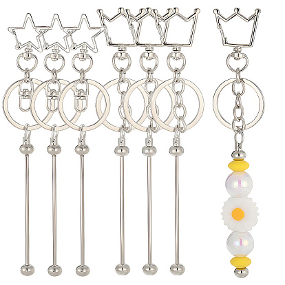 10Брелок с железным стержнем и бисером, 10шт 2 стили сплава брелок застежки