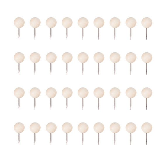 Wooden Map Pins, Drawing Push Pins, Round Head Thumbtack, with Stainless Steel Pin