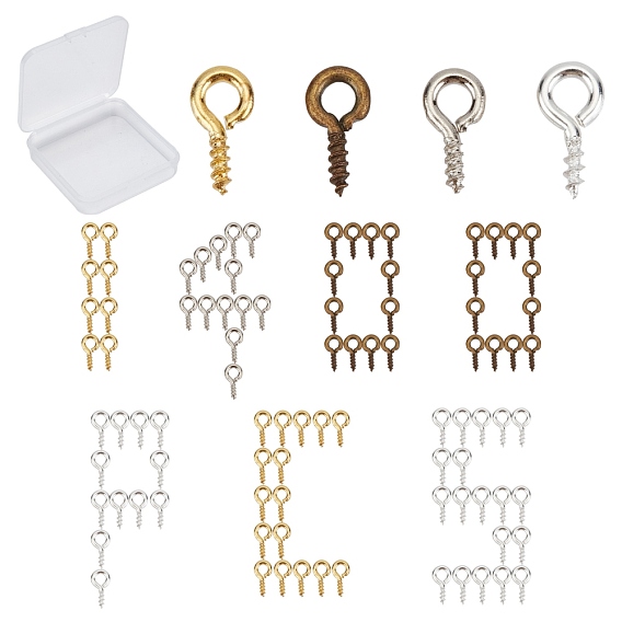 1400шт 4 цветной железный винт рым-болт штифт скобы, за половину пробурено бисера