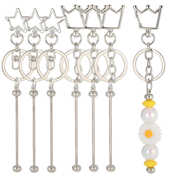 10Брелок с железным стержнем и бисером, 10шт 2 стили сплава брелок застежки