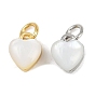 Подвески в виде сердечек из натуральной белой ракушки из латуни с соединительными кольцами
