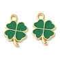 Alloy Enamel Pendants, Clover Charm, Light Gold