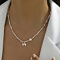 Iron Bowknot/Curve Pendant Necklace for Women, Silver Color Plated