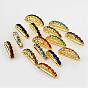 3-Hole Half Moon Alloy Rhinestone Bridge Spacers, 8x19x4mm, Hole: 1~1.5mm