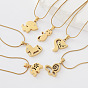 304 collares con colgante de acero inoxidable para mujer, dorado