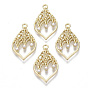 Alloy Pendants, with ABS Plastic Imitation Pearl, Leaf, White
