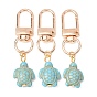 20pcs décorations pendentif tortue de mer synthétique turquoise, fermoirs alliage pivotantes